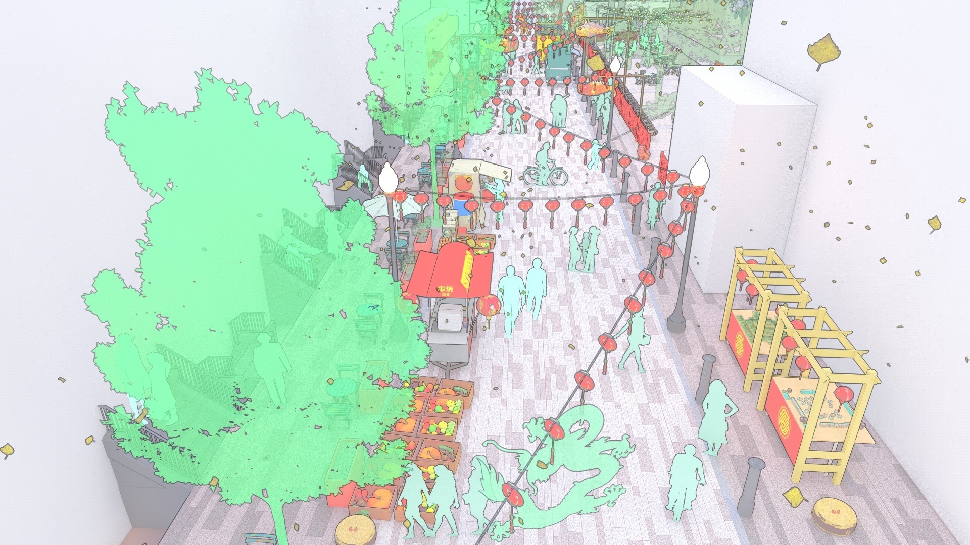 Chinatown public realm / Street perspective 3