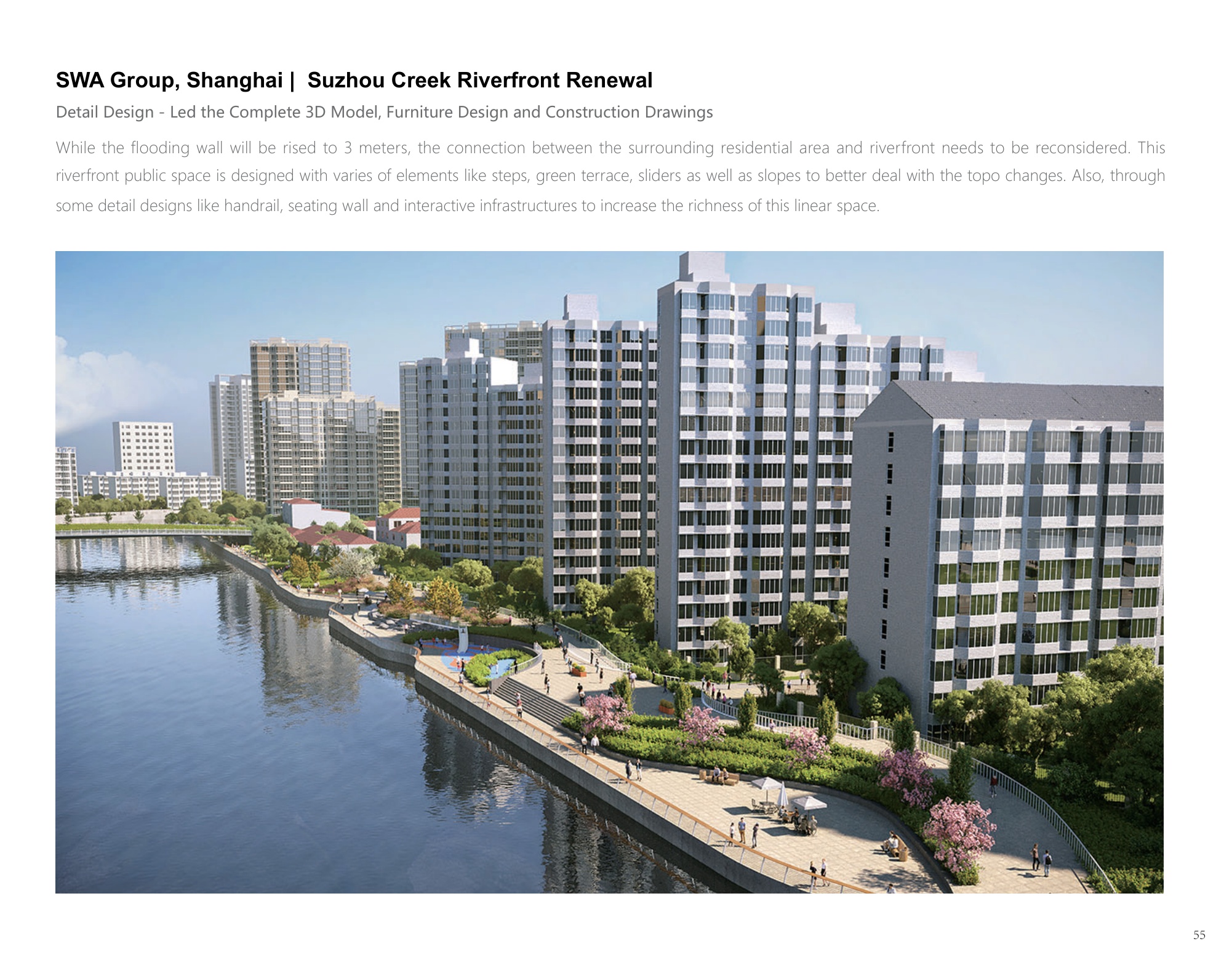 Suzhou Creek riverfront design and rendering